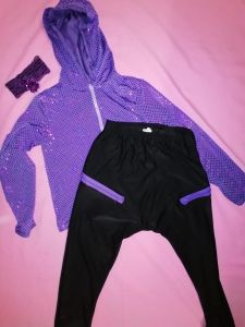 Kids Costumes to Hire - Hip Hop Sequin top & Black pants - GIRL